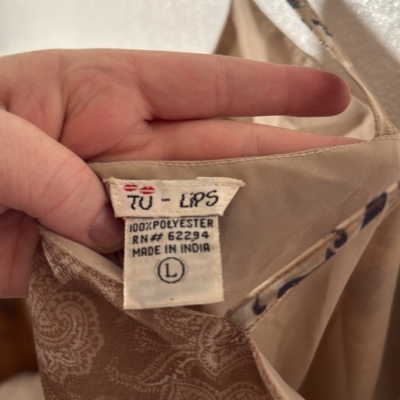 Tu-Lips Vintage Boho Slip Maxi Dress Forest Fairy Y2K 90s Prom Dress Size Large - Picture 4 of 6